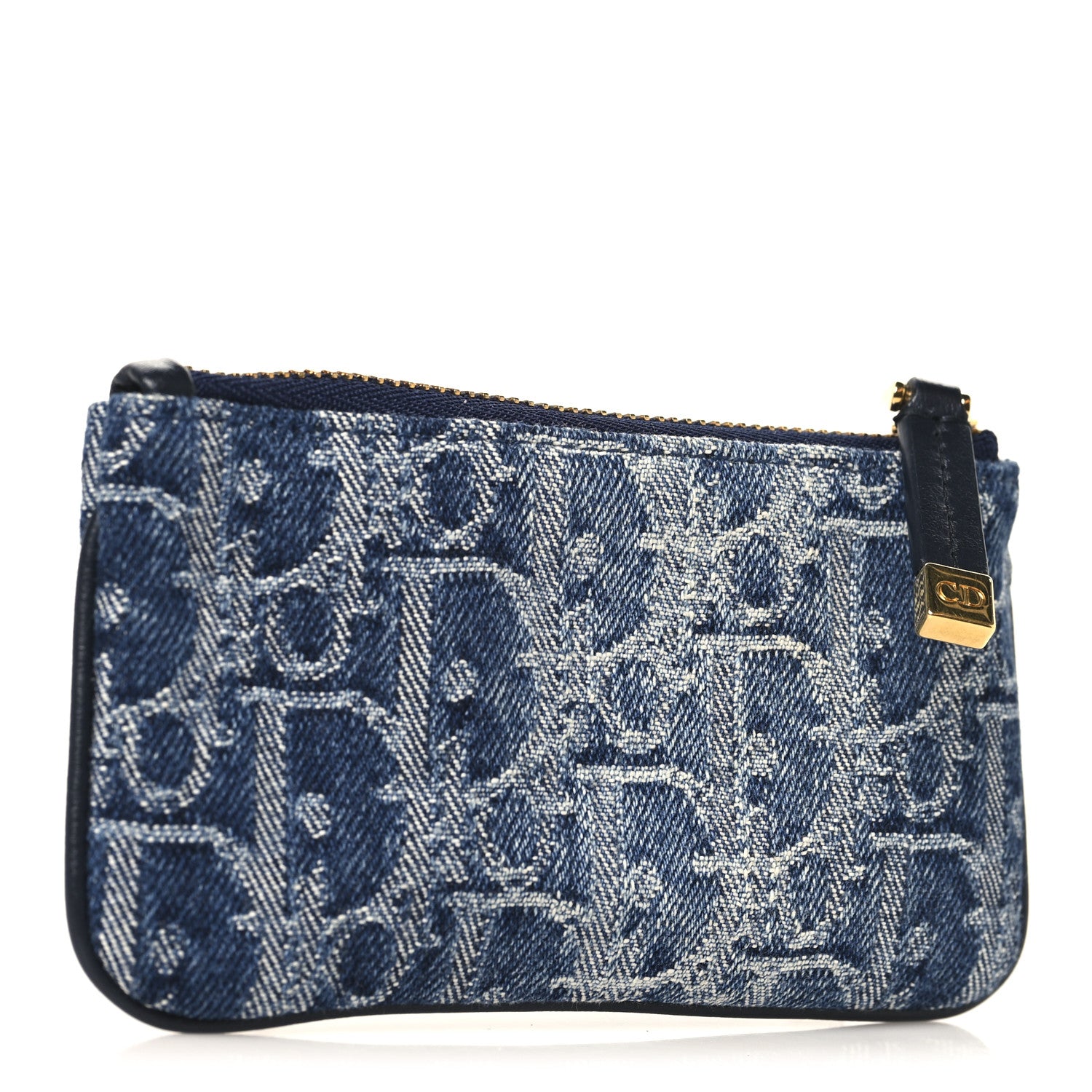 Christian Dior Denim Jacquard Oblique DiorTravel Myrte Zipped Key Case Blue 3 of 8