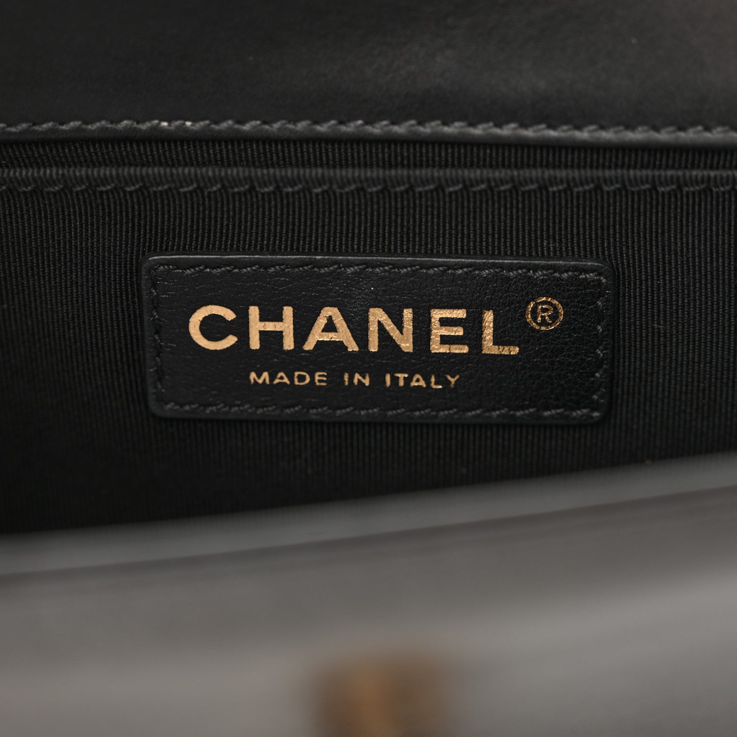Glazed Calfskin Small Boy Flap Black