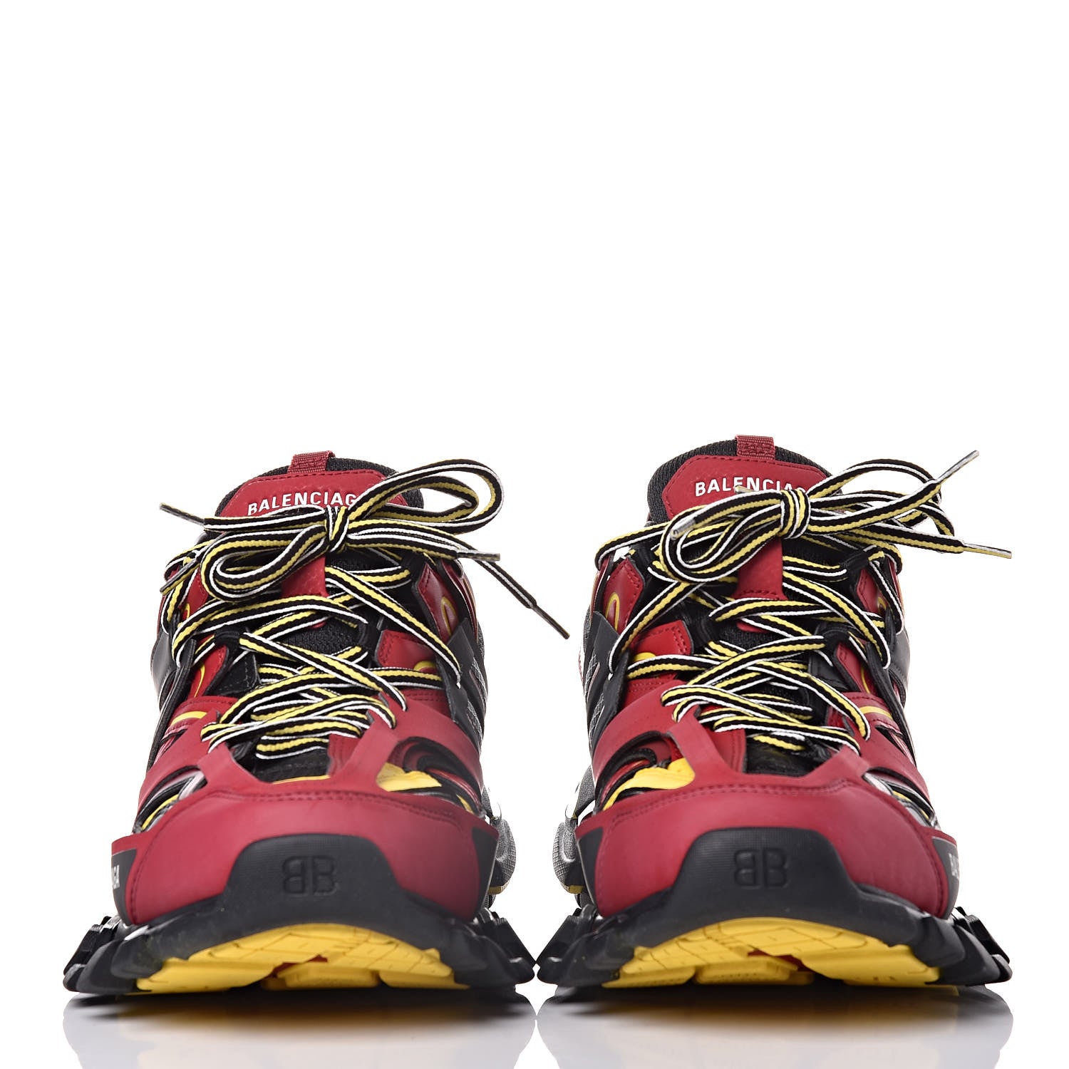 Balenciaga Mesh Nylon Metallic Fabric Mens Track Sneakers 10 Bordeaux Yellow 2 of 9