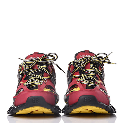 Balenciaga Mesh Nylon Metallic Fabric Mens Track Sneakers 10 Bordeaux Yellow 2 of 9