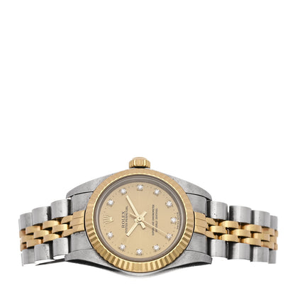 Rolex Stainless Steel 18K Yellow Gold Diamond 26mm Oyster Perpetual Watch Champagne 76193 2 of 5