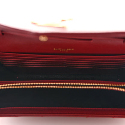 Saint Laurent Grain De Poudre Matelasse Chevron Monogram Chain Wallet Blush Fonce 5 of 11