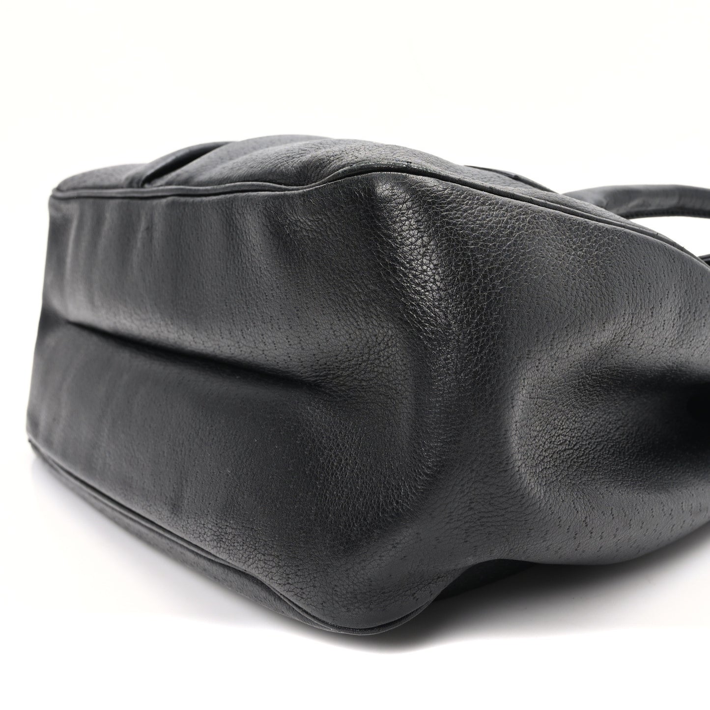 Calfskin Perforated Gancini Trifolio Top Handle Bag Black