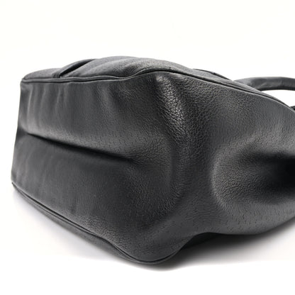 Salvatore Ferragamo Calfskin Perforated Gancini Trifolio Top Handle Bag Black 9 of 10