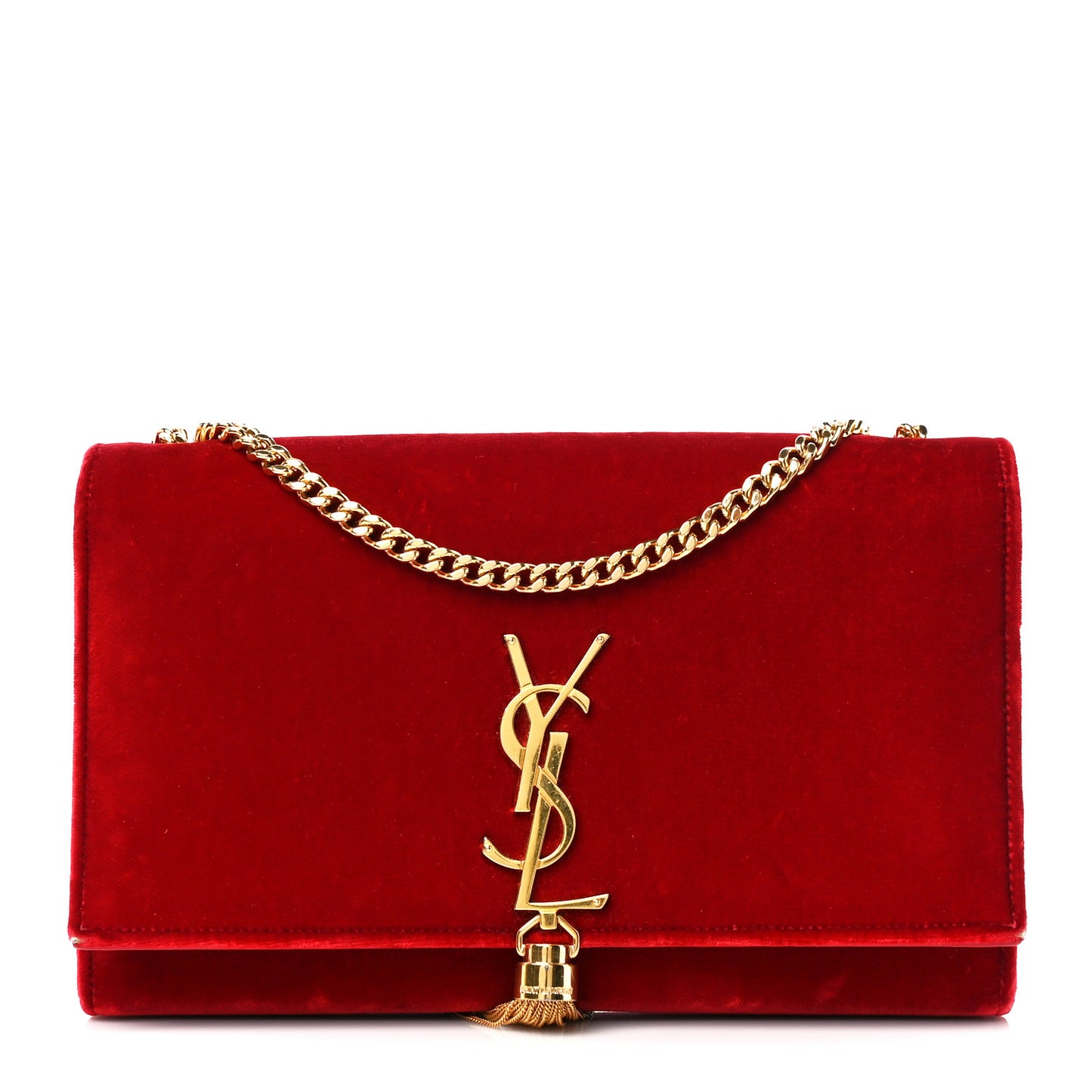 Velvet Medium Monogram Kate Tassel Shoulder Bag Red