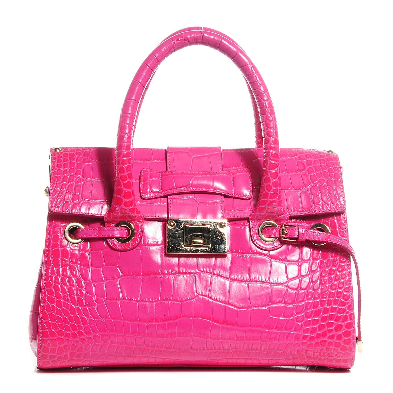Jimmy Choo Moc Croc Large Rosalie Satchel Fuchsia 2 of 16