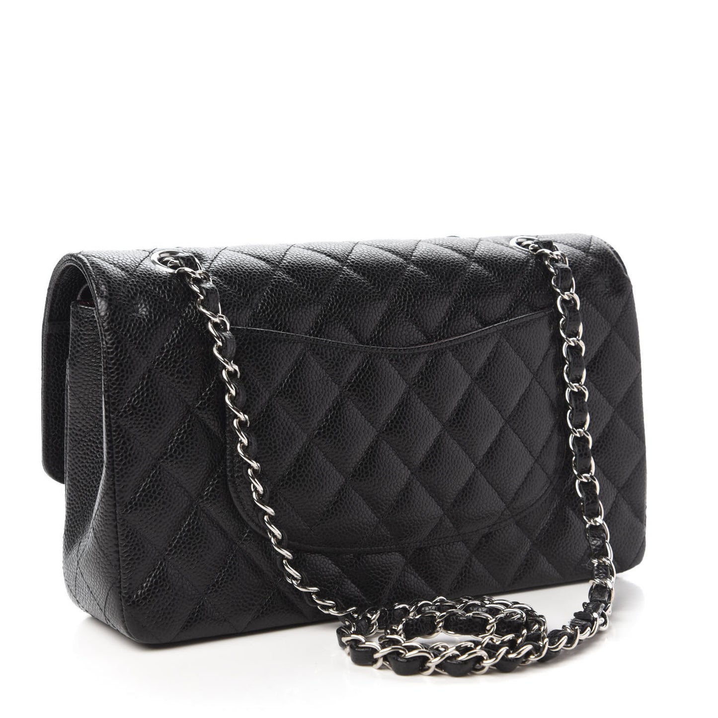 Caviar Quilted Medium Double Flap Black