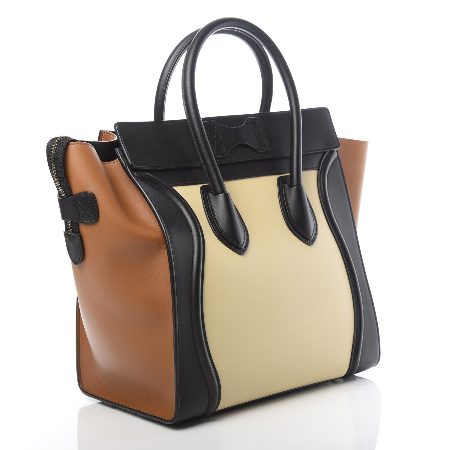 Celine Satin Calfskin Suede Mini Tri-Color Luggage Seashell 3 of 12