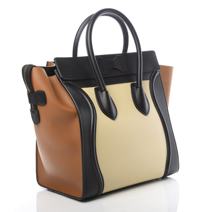 Celine Satin Calfskin Suede Mini Tri-Color Luggage Seashell 3 of 12