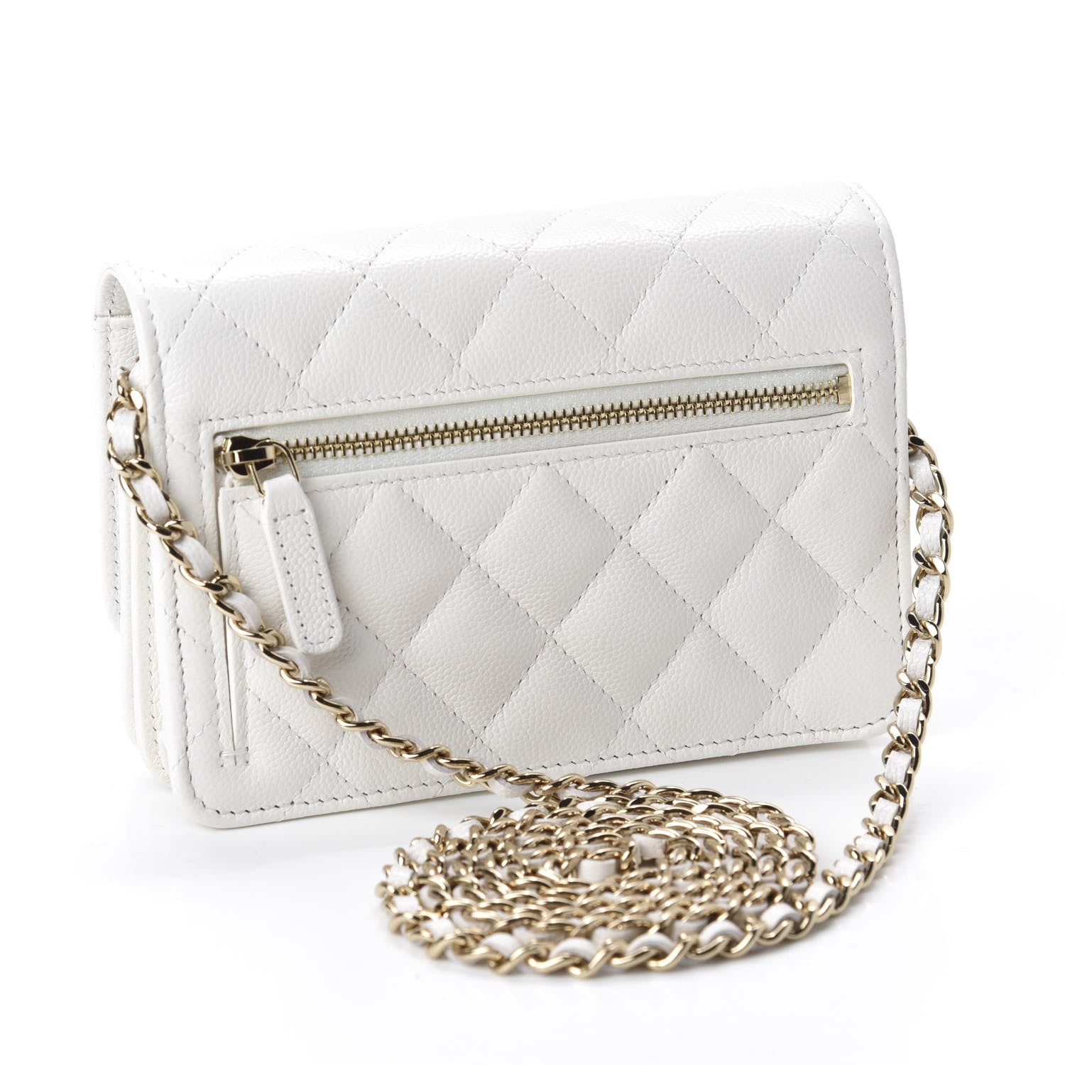 Chanel Caviar Quilted Mini Wallet On Chain WOC White 2 of 10