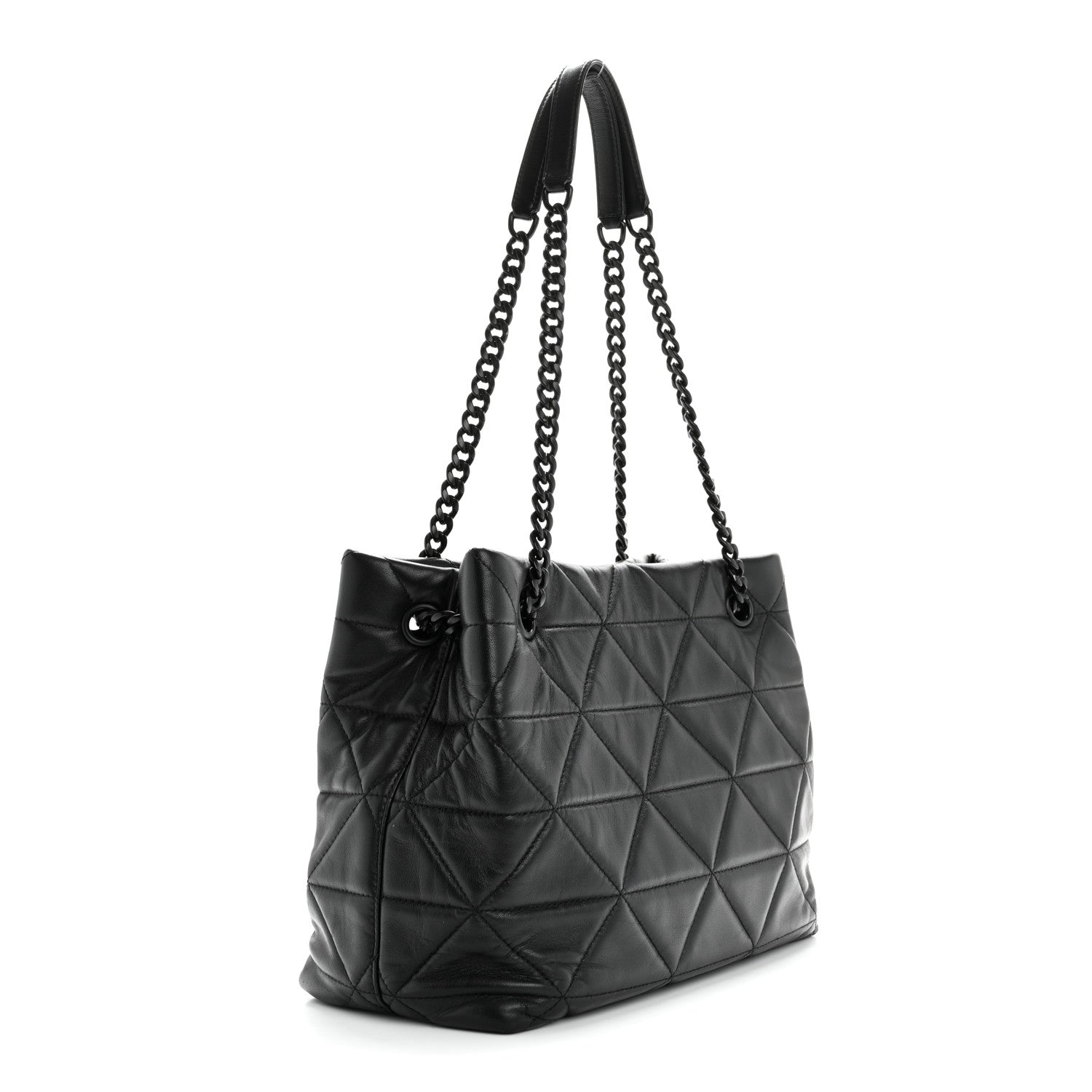 Prada Nappa Quilted Monochrome Chain Tote Bag Black 3 of 13