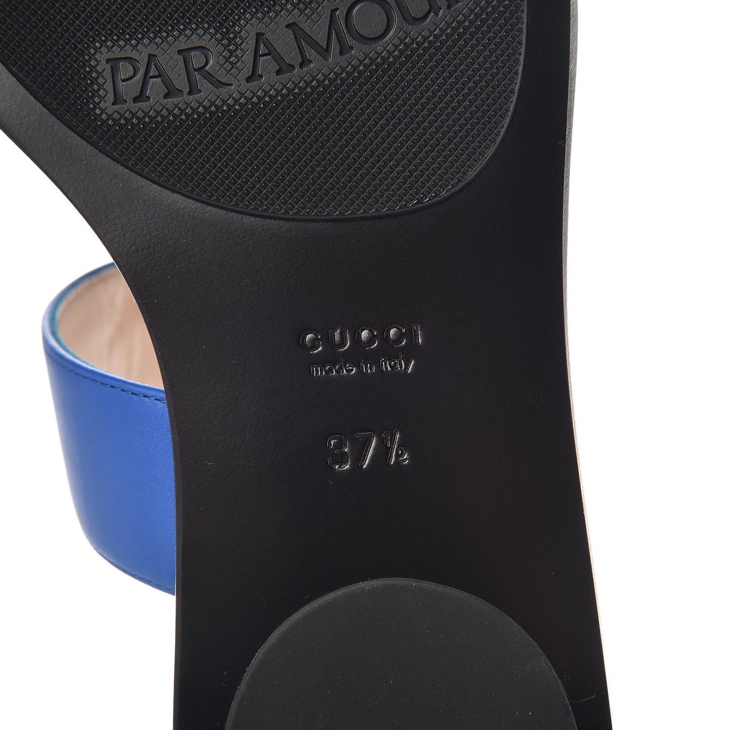Calfskin GG Marmont Thong Sandals 37.5 Shiny Electric Blue