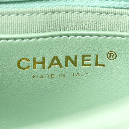Chanel Lambskin Resin Quilted Mini Heart Square Flap Light Green 6 of 11