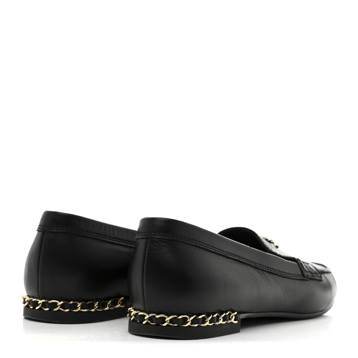 Chanel Calfskin CC Chain Mocassin Loafers 38.5 Black 5 of 9