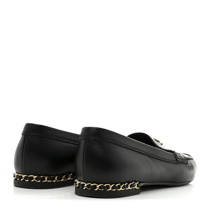 Chanel Calfskin CC Chain Mocassin Loafers 38.5 Black 5 of 9