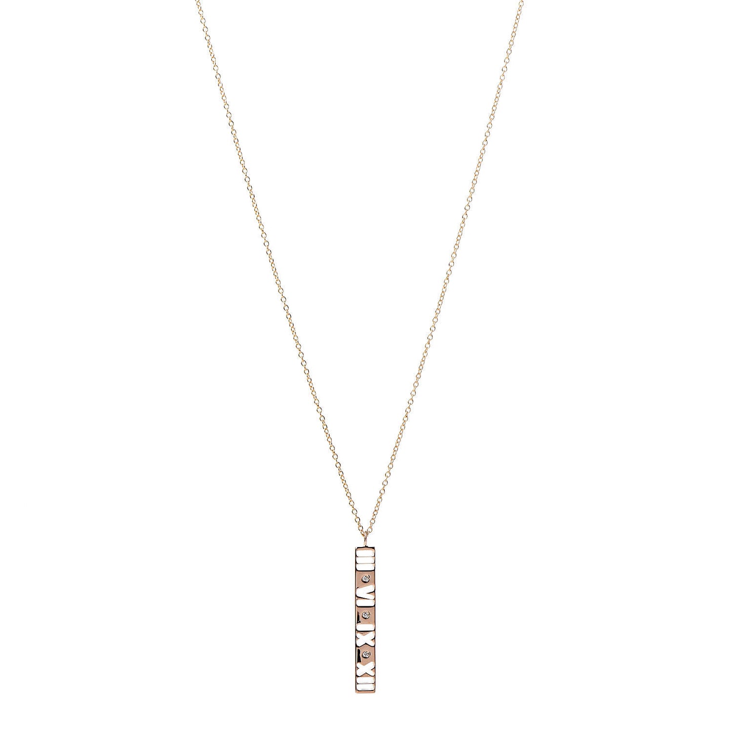 18K Rose Gold Diamond Atlas Bar Pendant Necklace
