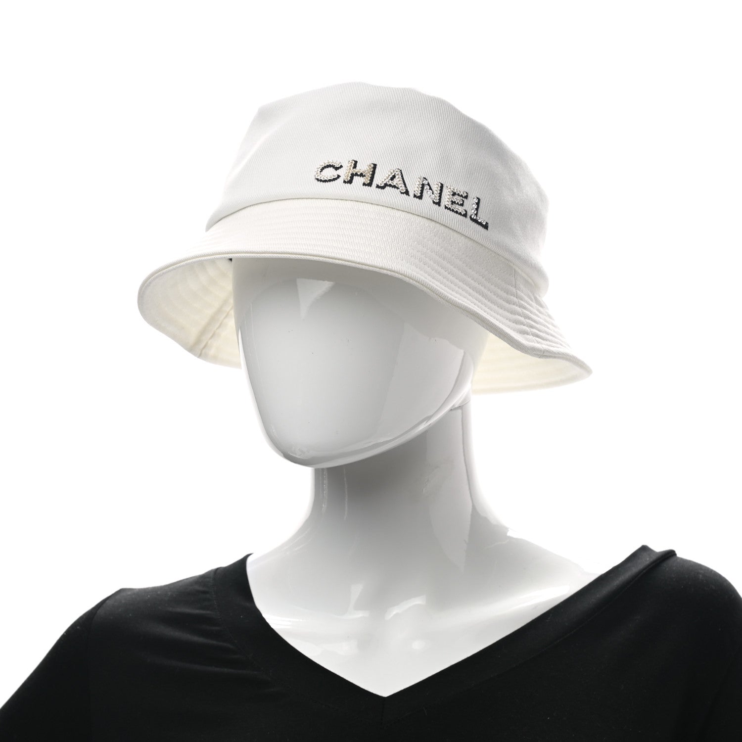 Chanel Fabric Logo Bucket Hat L White 2 of 8