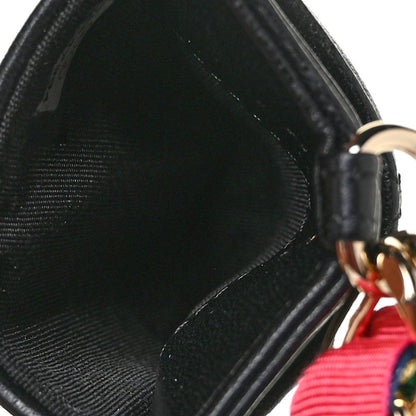 Chanel Shiny Lambskin Ribbon Quilted Card Holder On Chain Black 6 of 8