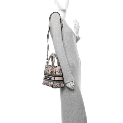 Christian Dior Canvas Embroidered Jardin Botanique Medium Lady D-Lite Light Pink Black 2 of 15