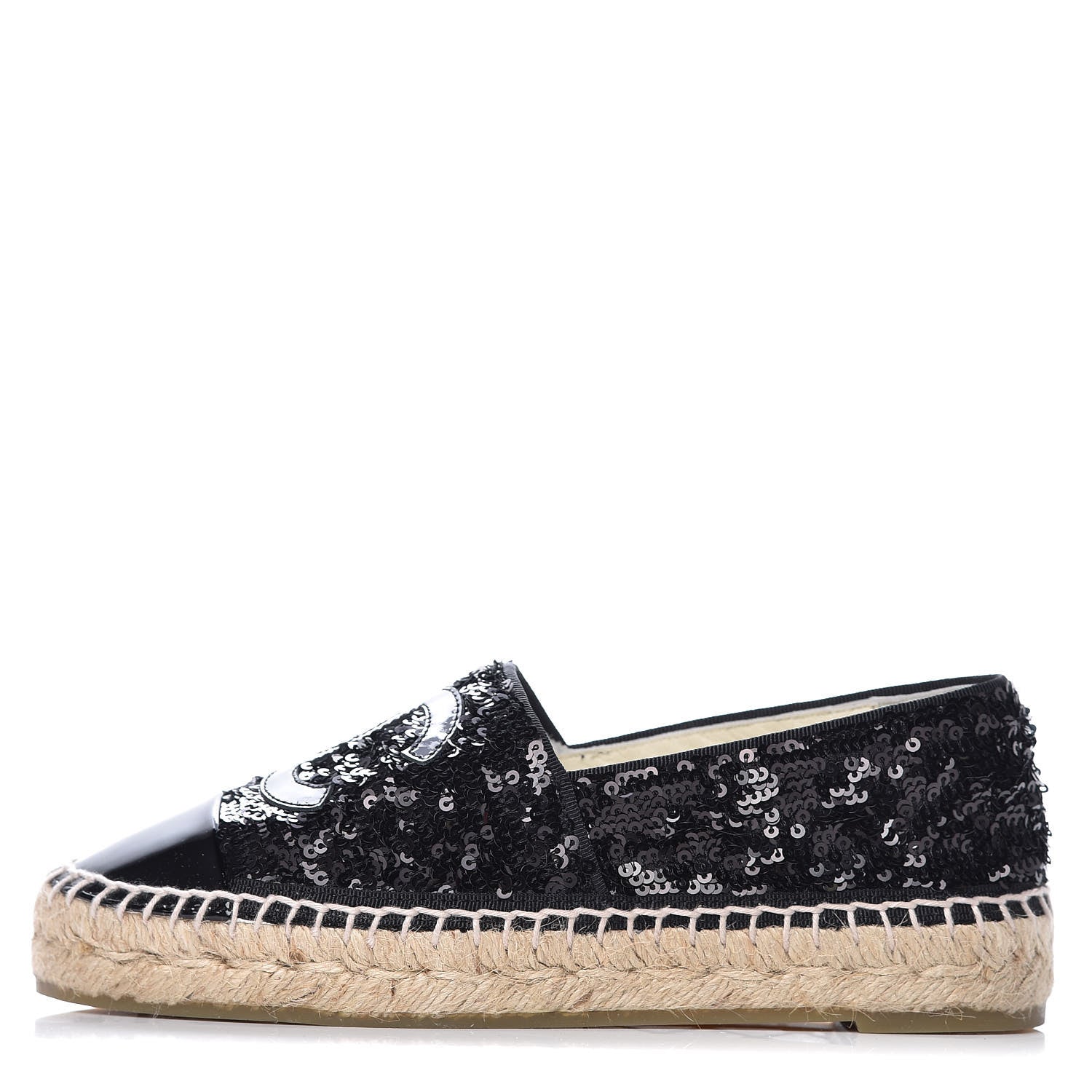 Chanel Patent Sequin CC Espadrilles 35 Black 1 of 10