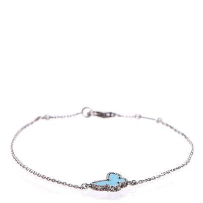 Van Cleef & Arpels 18K White Gold Turquoise Sweet Alhambra Butterfly Bracelet 1 of 6