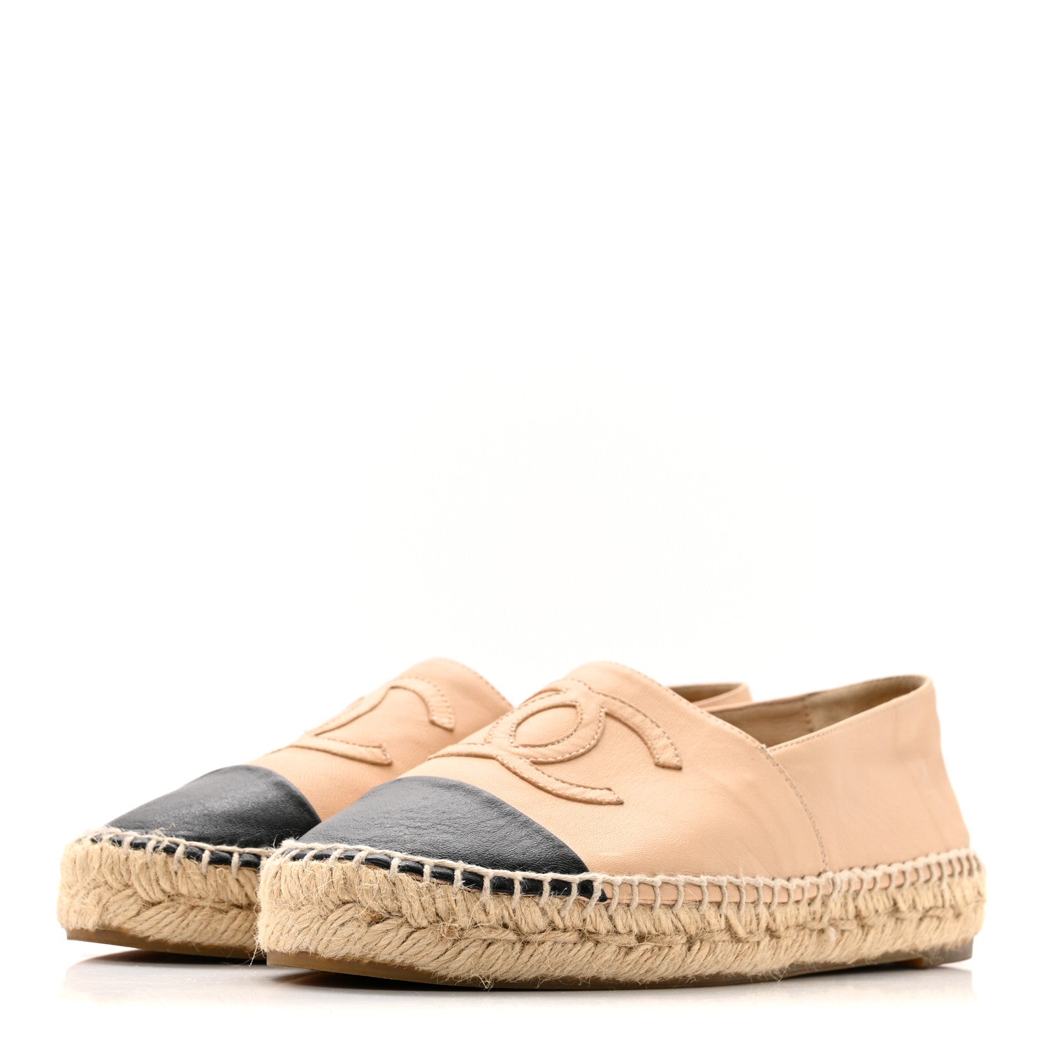 Chanel Lambskin CC Espadrilles 36 Beige Black 4 of 14