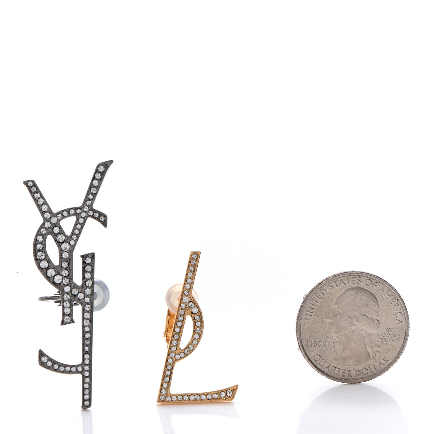 Metal Brass Crystal Deconstructed Opyum Clip On Earrings Ruthenium Gold