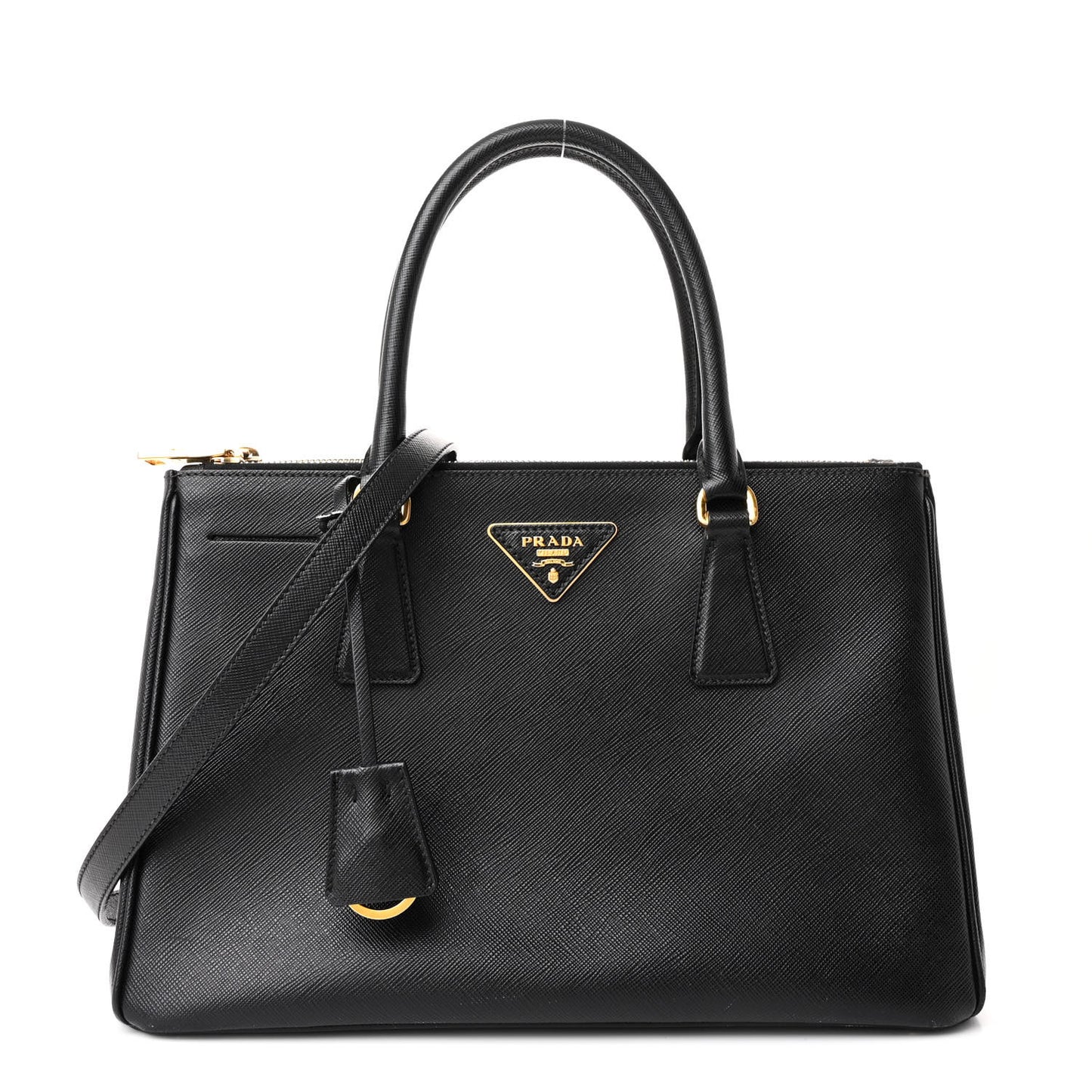 Saffiano Small Galleria Double Zip Tote Black