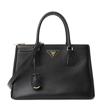 Prada Saffiano Small Galleria Double Zip Tote Black 1 of 12