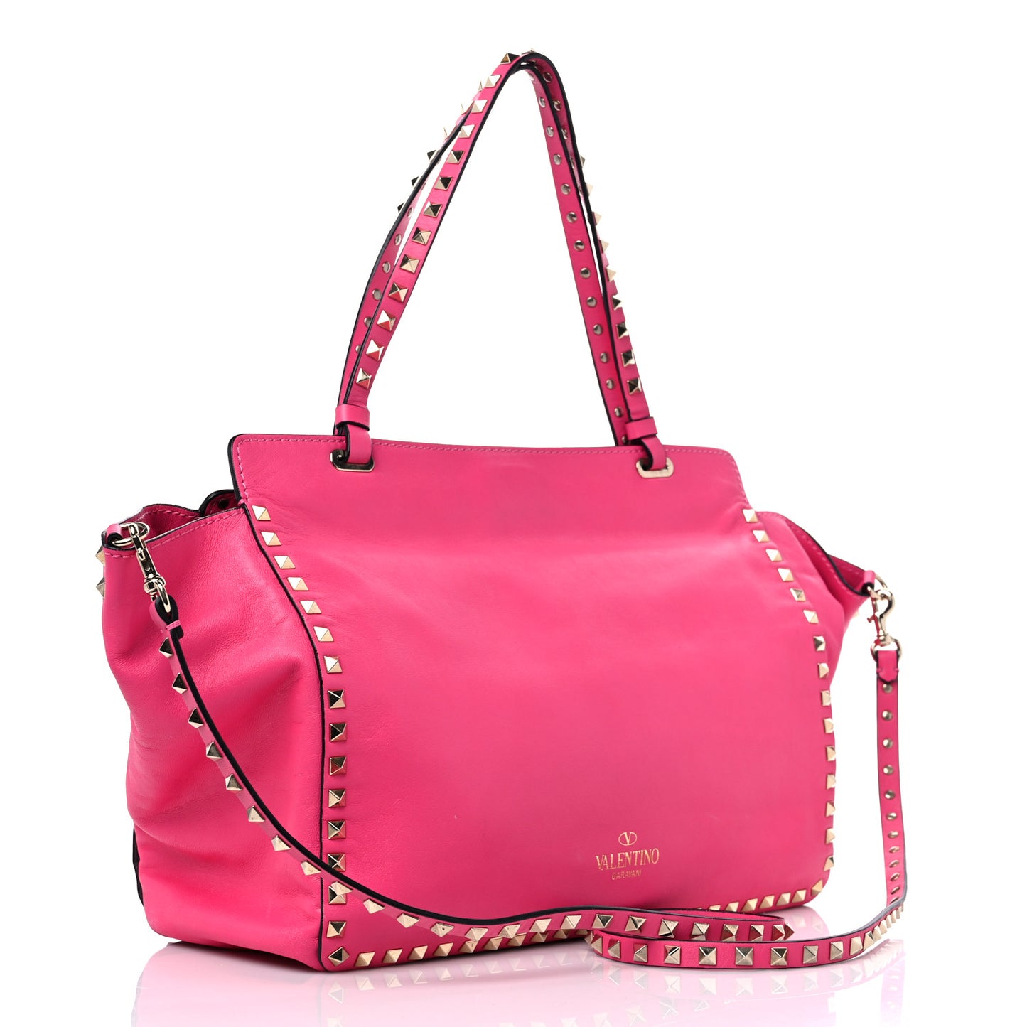 Vitello Medium Rockstud All Over Tote Pop Fuxia