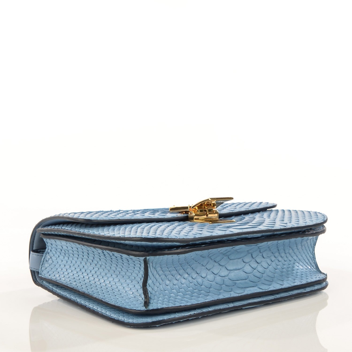 Celine Python Medium Classic Box Flap Bag Blue 4 of 8
