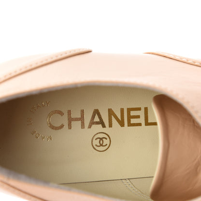 Chanel Crumpled Calfskin Lace Up Platform Oxford 38.5 Beige Black 6 of 10