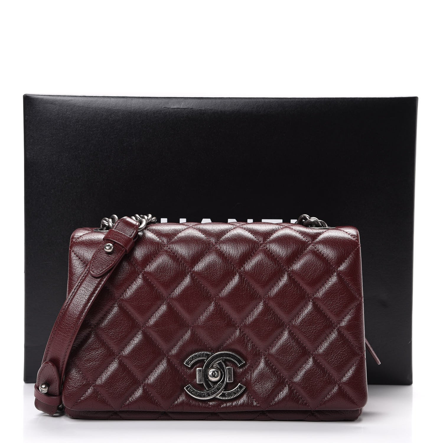 Chanel Goatskin Quilted Medium City Rock Flap Burgundy 10 of 10
