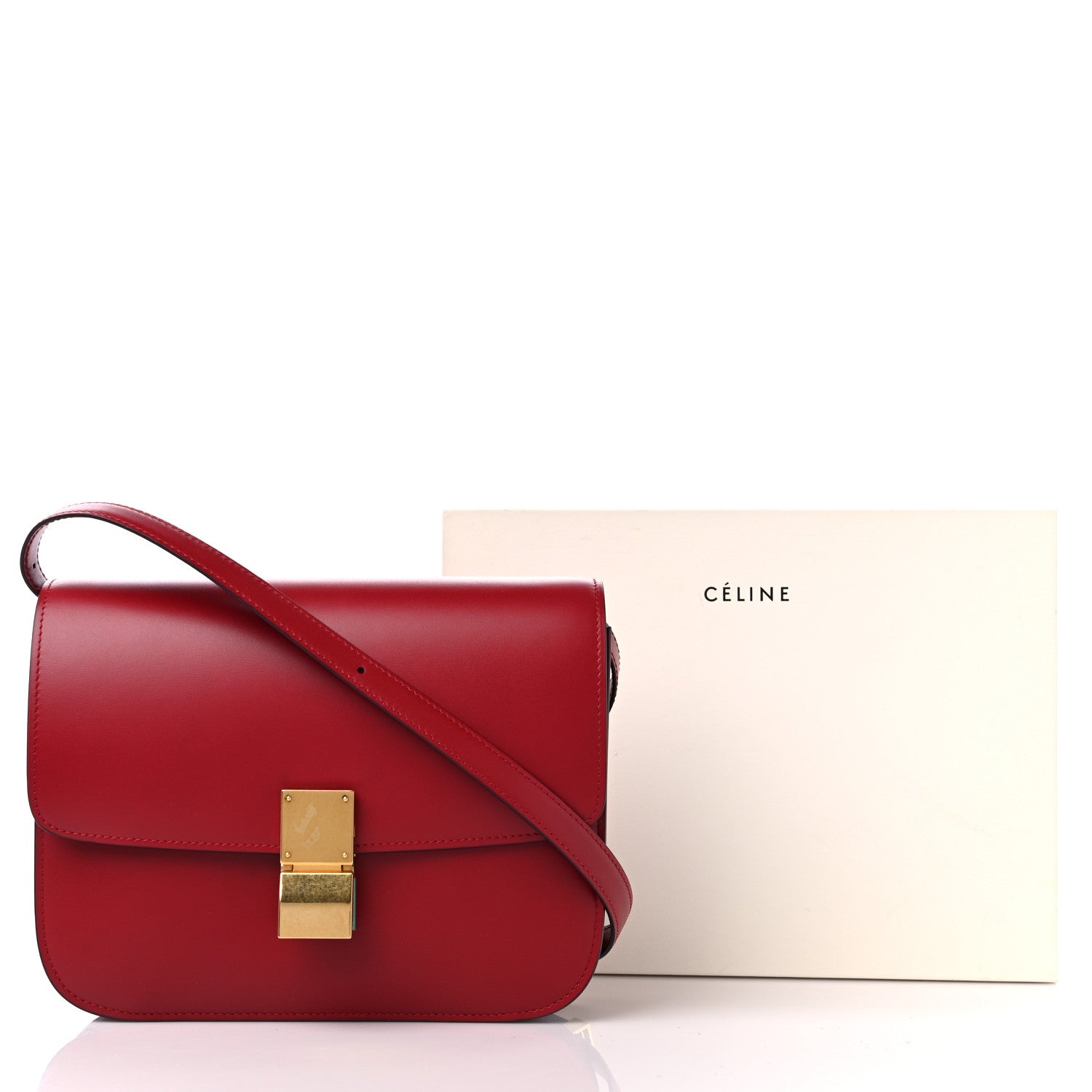 Celine Box Calfskin Medium Classic Box Flap Bag Red 11 of 11