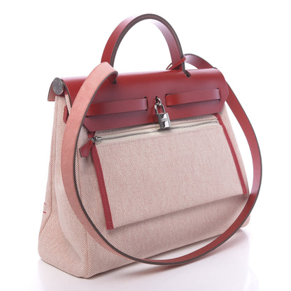 Hermes Vache Hunter Toile Pegase Pop Herbag Zip Retourne 31 PM Rouge Piment 4 of 15