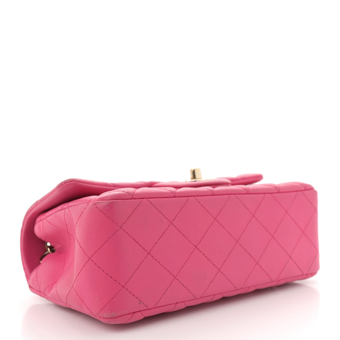 Lambskin Quilted Mini Rectangular Flap Fuchsia