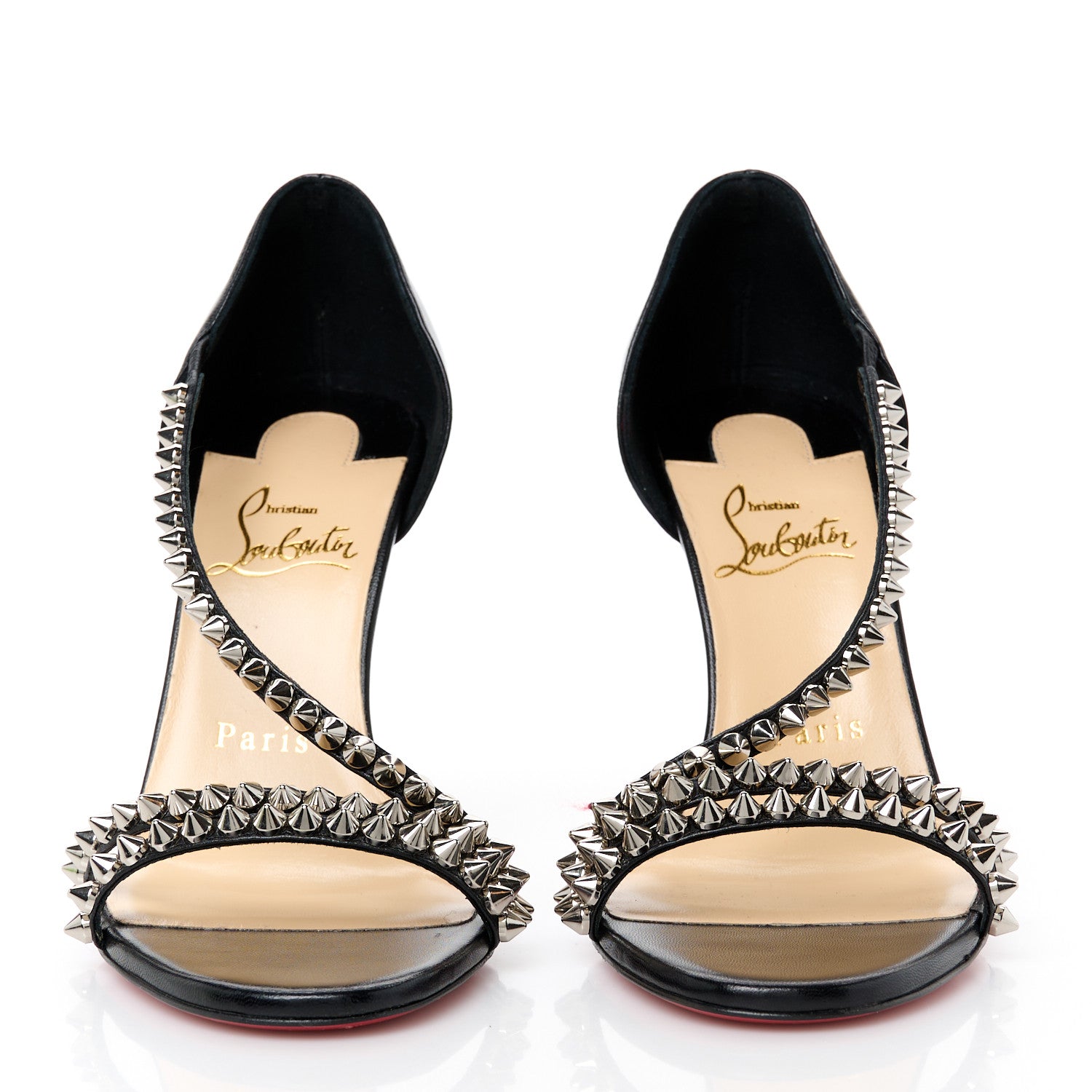 Christian Louboutin Kid Spiked So Spike 100 Sandals 36.5 Black 2 of 9
