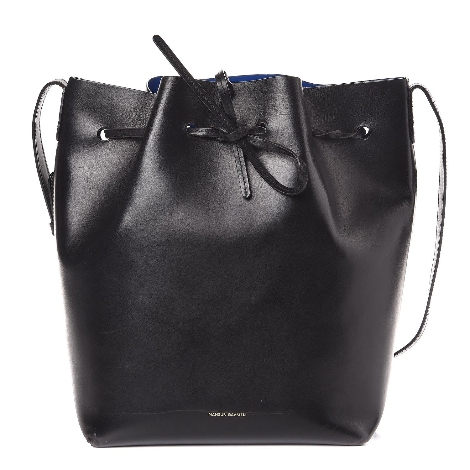 Mansur Gavriel Vegetable Tanned Calfskin Bucket Bag Black Royal 1 of 11