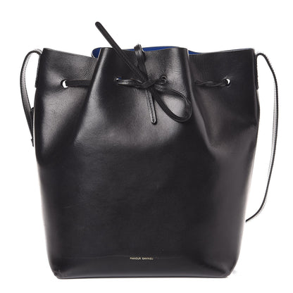 Mansur Gavriel Vegetable Tanned Calfskin Bucket Bag Black Royal 1 of 11