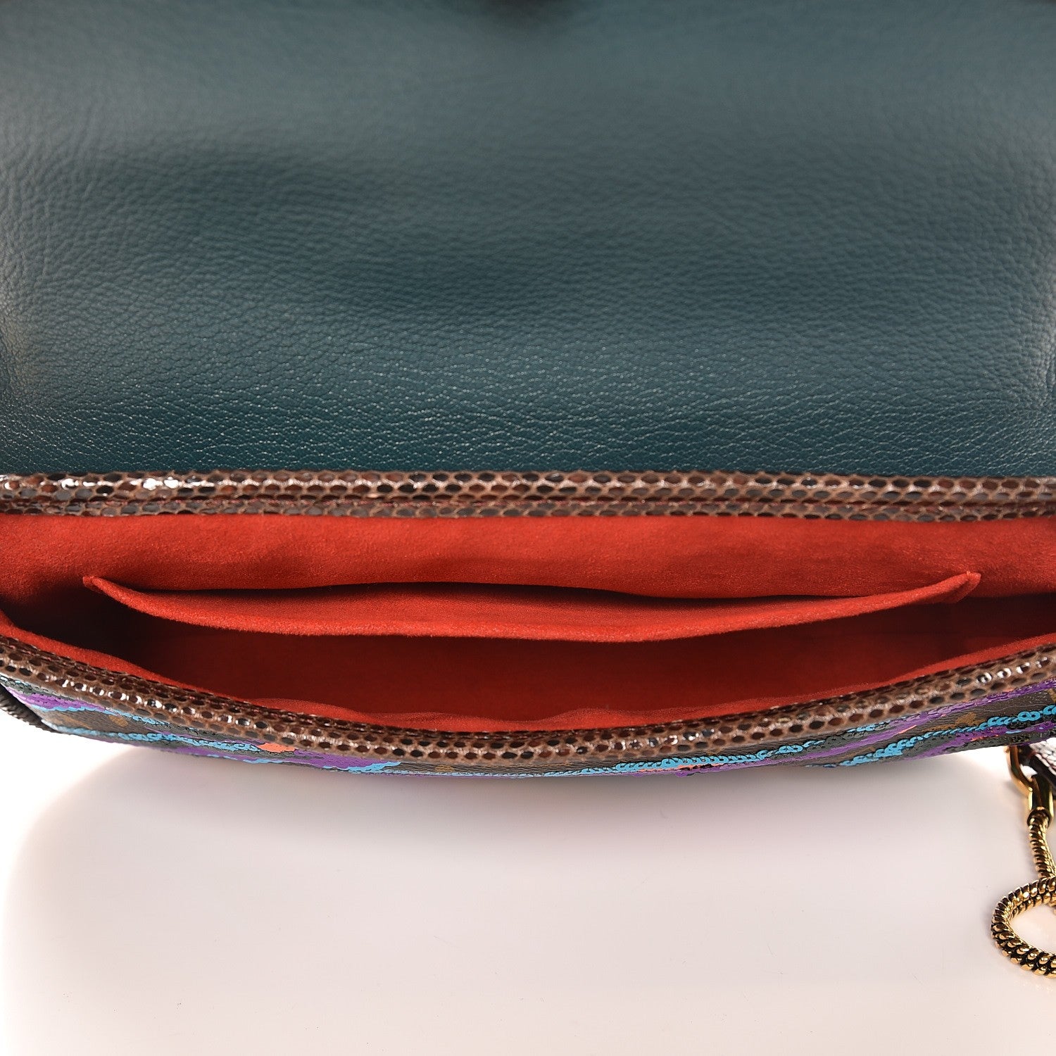 Louis Vuitton Monogram Sequin Savage Tiger Clutch Turquoise Multicolor 5 of 6