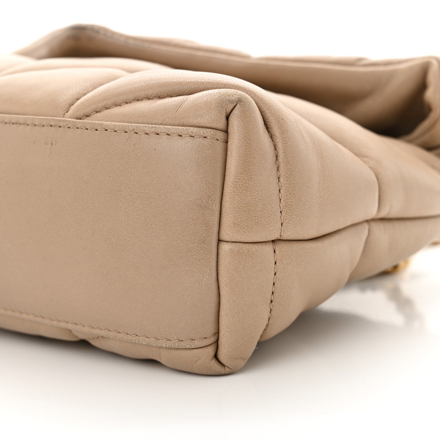 Saint Laurent Lambskin Quilted Toy Loulou Puffer Monogram Chain Satchel Dark Beige 10 of 16