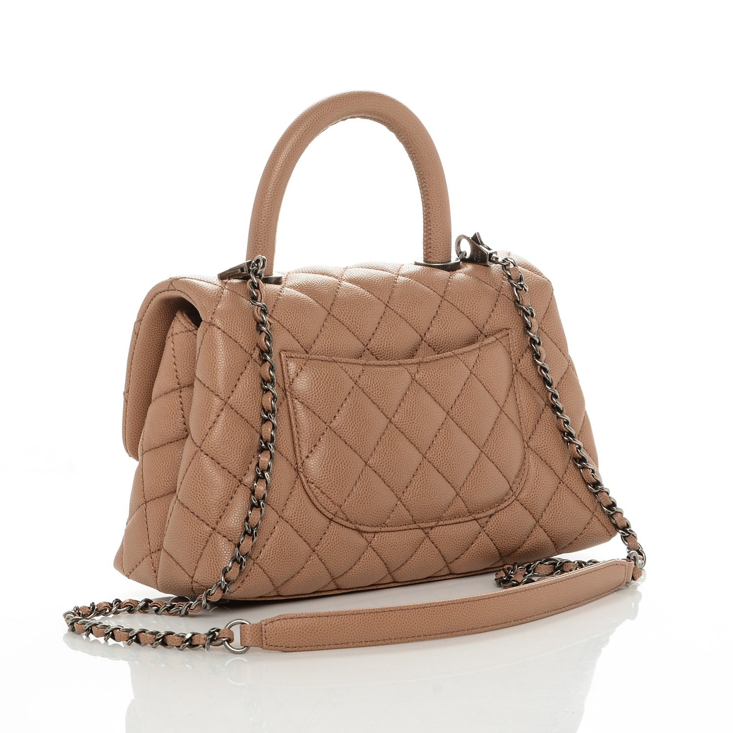 Caviar Quilted Mini Coco Handle Flap Camel