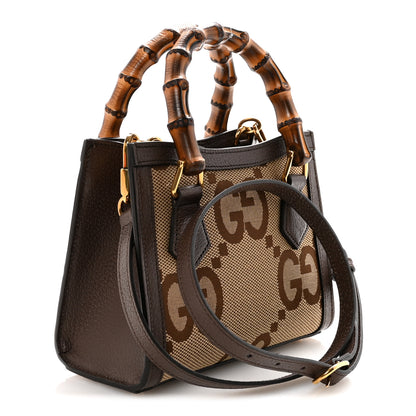 Gucci Monogram Jumbo GG Textured Dollar Calfskin Mini Diana Tote Bag Camel Ebony New Acero Pomegranate Red 3 of 9