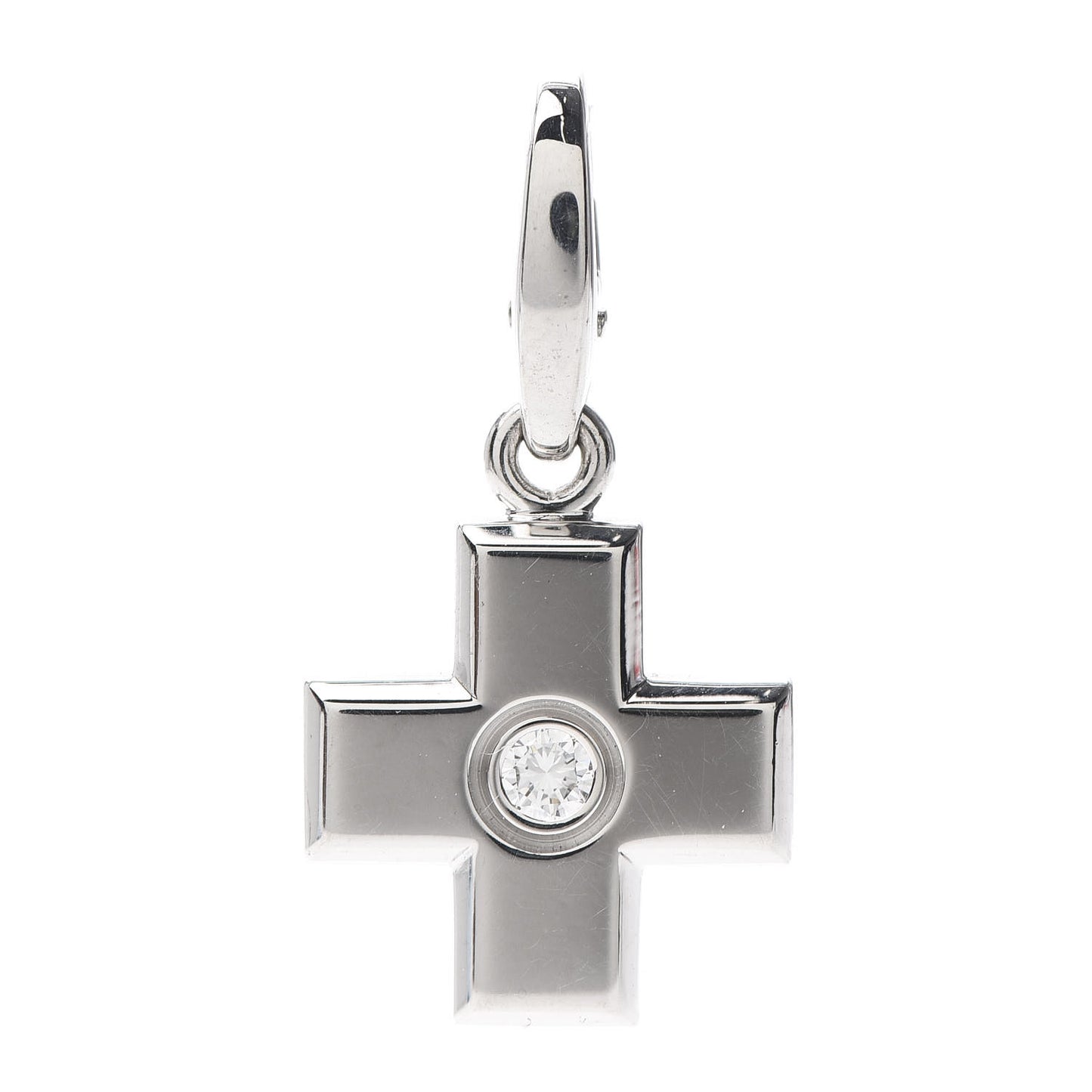 18K White Gold Diamond Cross Charm