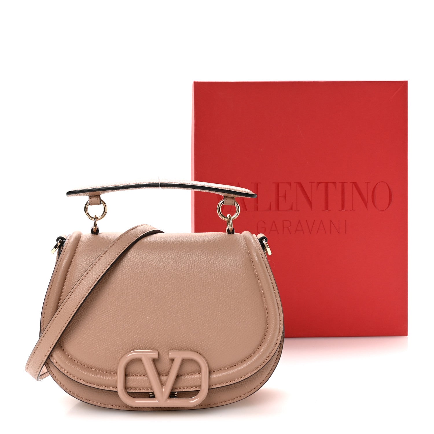 Valentino Garavani Grainy Calfskin VSling Saddle Bag Rose Cannelle 10 of 10