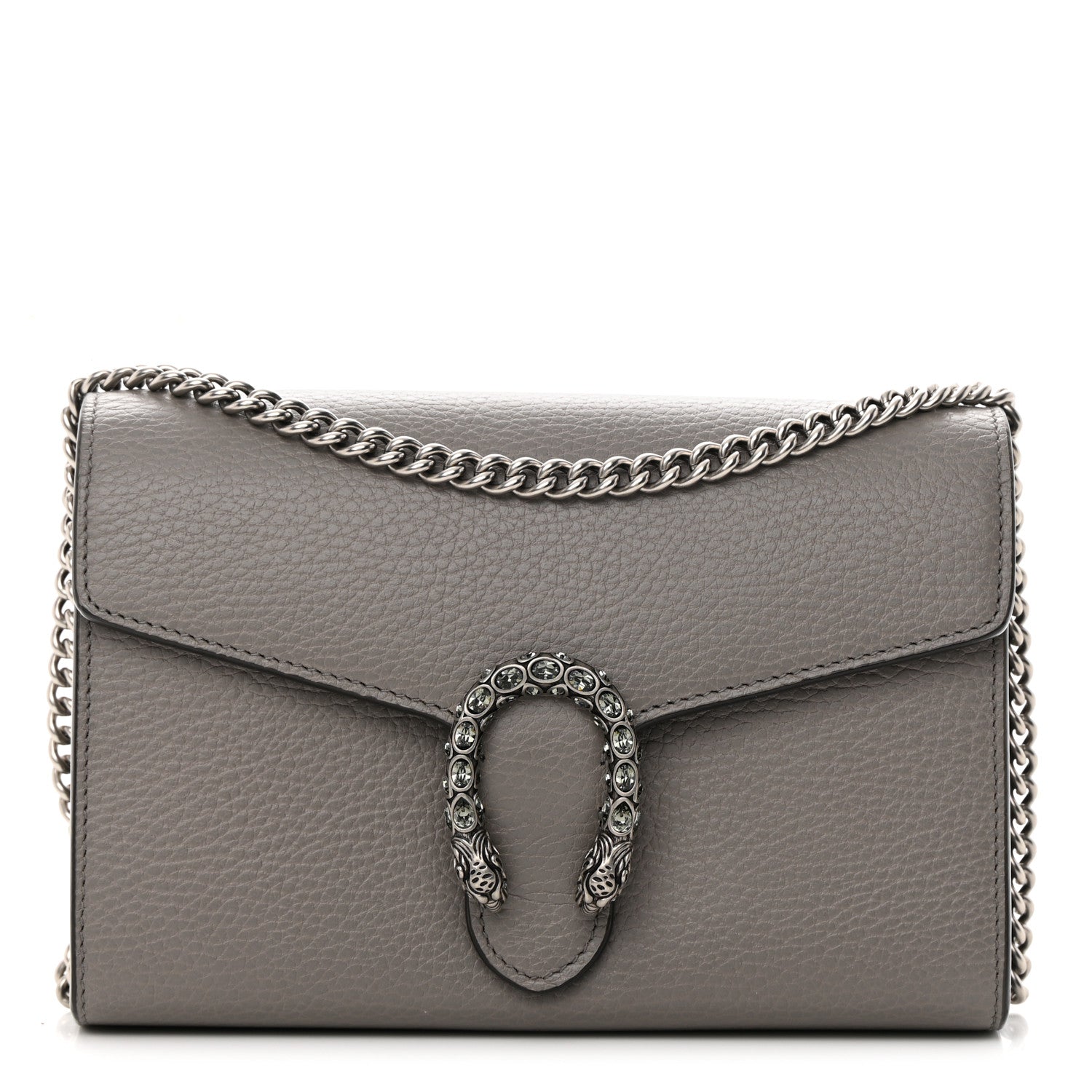 Gucci Dollar Calfskin Crystal Mini Dionysus Chain Wallet Dusty Grey Black Diamond 1 of 10