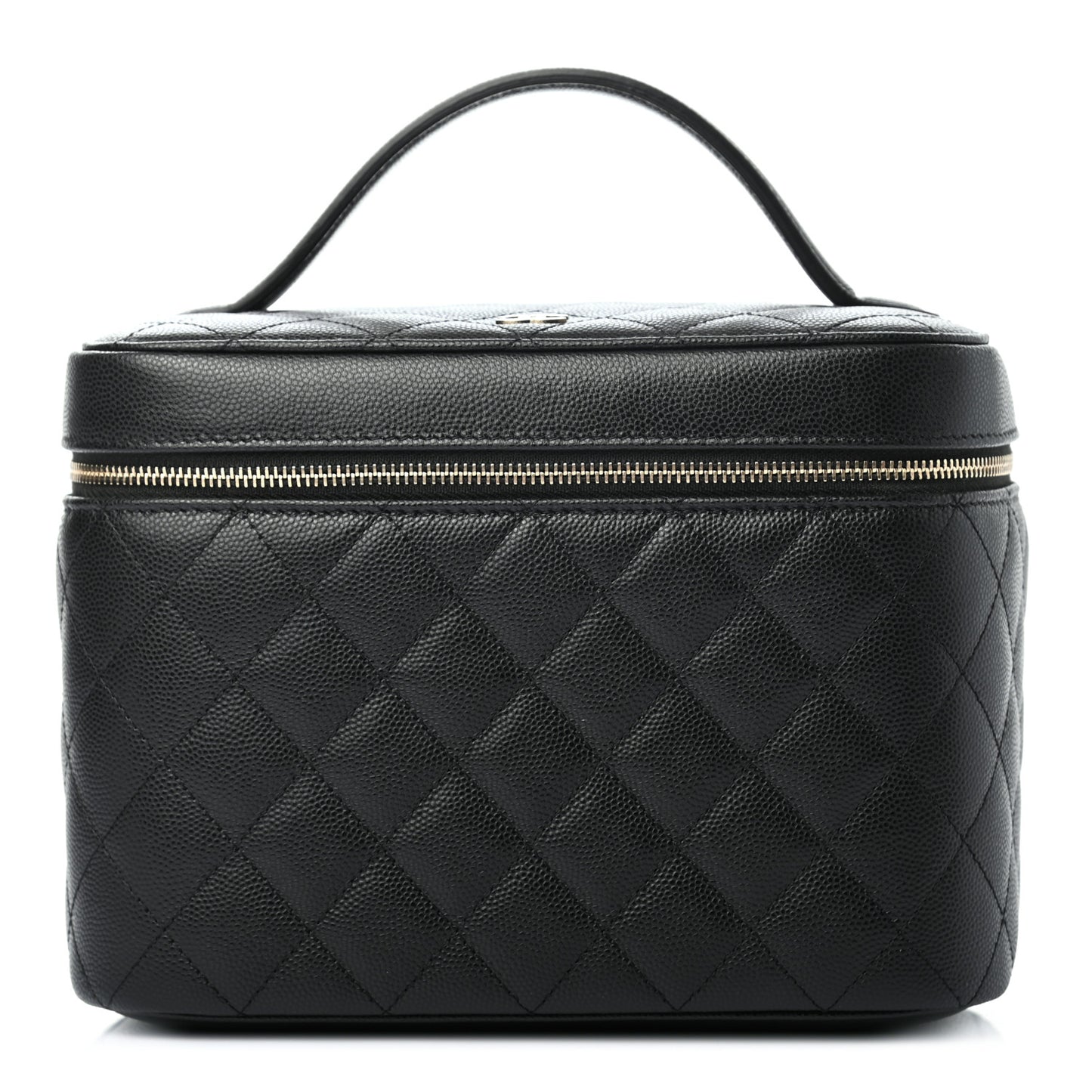 Caviar Quilted Large Vanity Pouch Black
