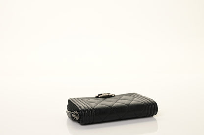 Chanel Caviar Quilted Boy Zip Around Coin Purse Wallet Black 8 of 20