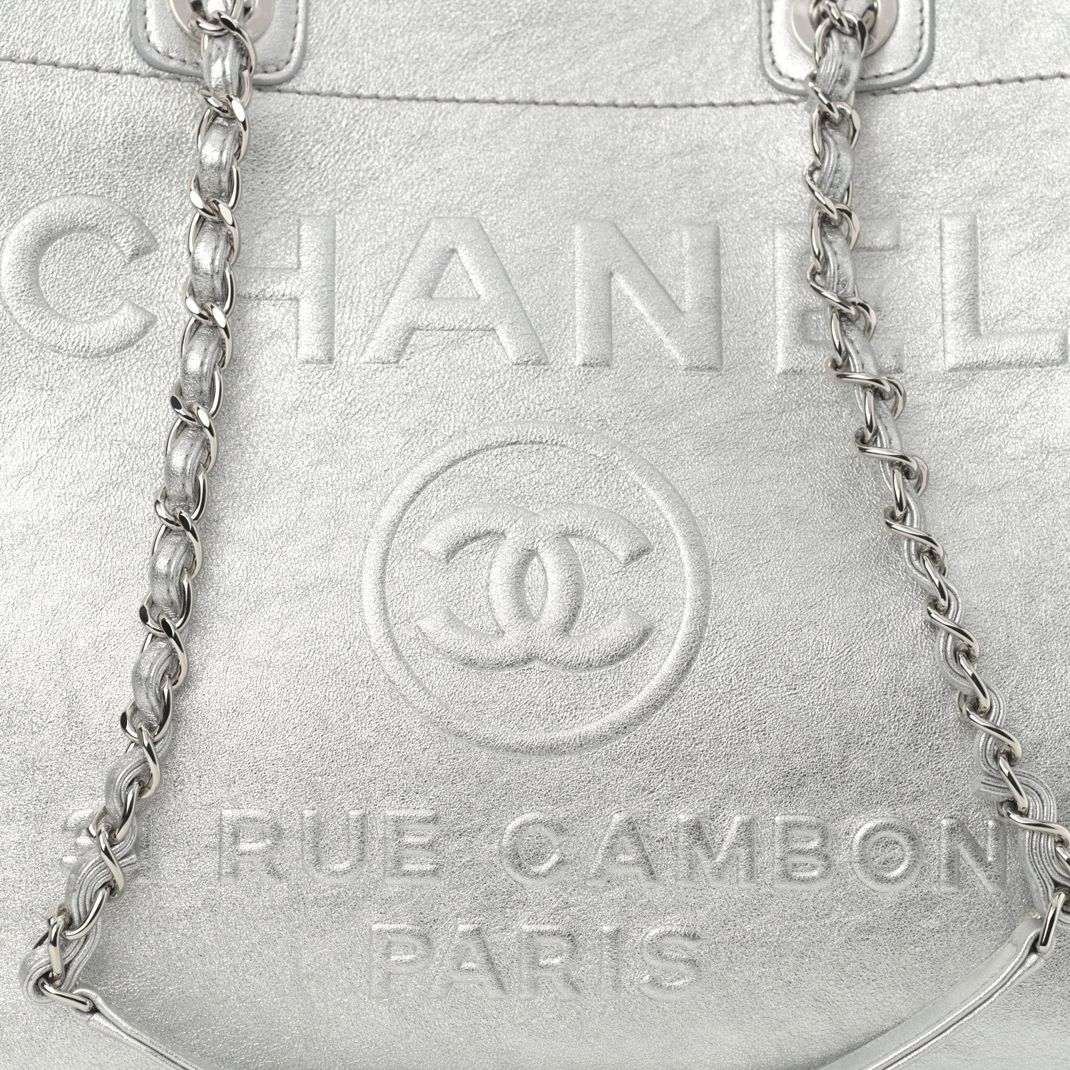 Chanel Metallic Calfskin Medium Deauville Tote Silver 9 of 11