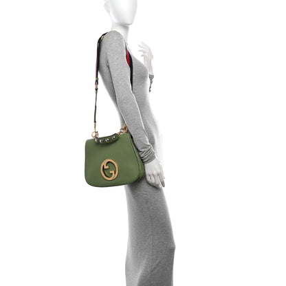 Gucci Roxy Calfskin Web Medium Blondie Top Handle Shoulder Flap Bag Salamander Green 2 of 12